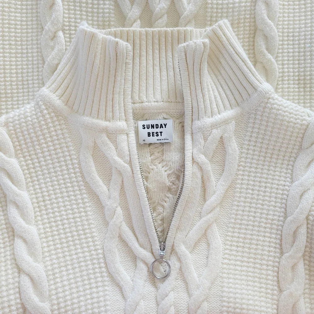Aritzia Sunday Best Demi Chunky Cable Knit Ribbed Sweater Dress - Picture 4 of 14